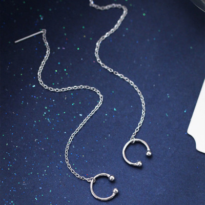 Đôi bông tai kẹp sụn chữ C dáng dài sang xịn thanh lịch