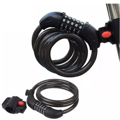 Khóa dây xe đạp 5 số dài 1.2m đổi được mã Tặng 1 đèn led cắm cổng USB