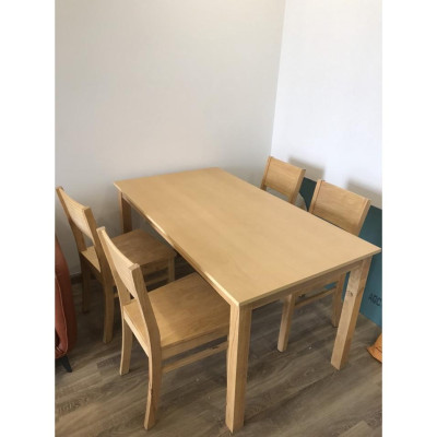 Bộ bàn ăn cherry tự nhiên 1m4 + 4 ghế cherry  Thương hiệu Nội Thất Bình Long 