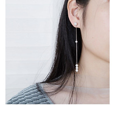 Đôi bông tai thả hạt châu tròn đẳng cấp cuốn hút