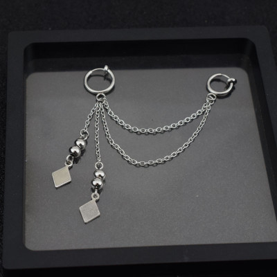 Khuyên tai bông tai xích unisex không thể dời mắt