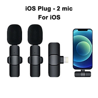 Bộ Micro Thu Âm Cài Áo Không Dây (2 Mic) Cho Điện Thoại Iphone IOS Cổng Lightning Máy Tính, Máy Ảnh Chống Ồn Dùng Quay Tiktok, Livestream, Ghi Âm, Quay Video  Thu Âm To, Tiếng Trong Veo Thích Hợp Cho 1 Hoặc 2 Người Ở Khoảng Cách Xa – Hàng Nhập Khẩu
