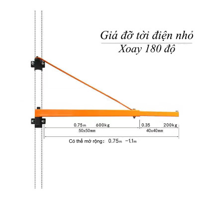 Khung treo tời điện gia đình 200kg – 600kg chịu tải lớn dùng để bắt tời lên tường bê tông, nhà xưởng, công trình thi công 