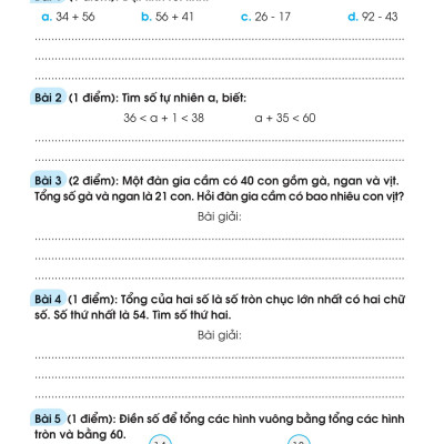 Đề Ôn Luyện Và Tự Kiểm Tra Toán Lớp 2 - Tập 1 _MEGA