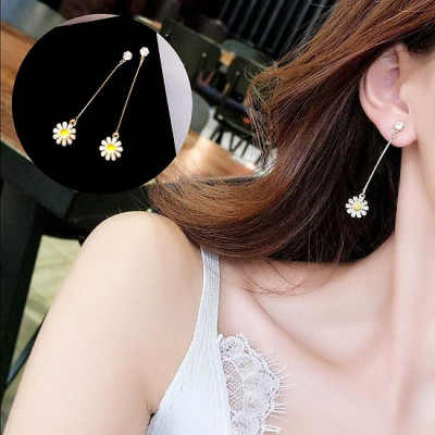 Bông tai nữ hoa cúc họa mi dáng dài dễ thương