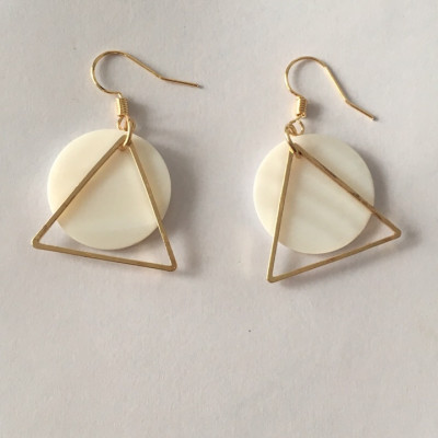 Bông tai nữ tam giác phối hình tròn cá tính BT112