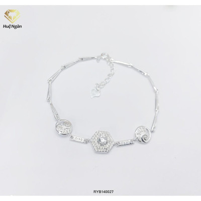 Lắc tay bạc 925 Huệ Ngân - Hình lục giác đính đá RYB140027