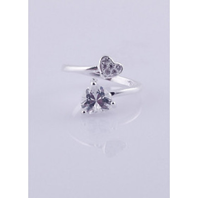 Nhẫn bạc nữ S925 Italia Bạc Xinh Huệ Ngân Trái tim đôi YYJZ046