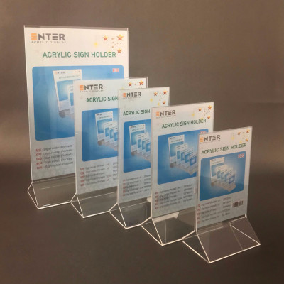 Kệ mica 2 mặt Enter E02 150x210mm chân tam giác A5 đứng