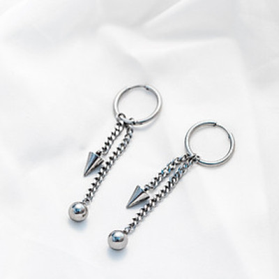 Bông tai tròn thả họa tiết hình học bắt mắt