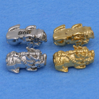 Chuỗi đeo tay đá vân rồng 12 ly - cẩn Tỳ Hưu inox vàng VVRTHV12 - hợp mệnh Kim, mệnh Mộc