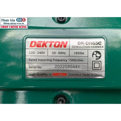 Máy đục bê tông DEKTON 30 ly DK-65c (30mm-1850w) Tặng 2 mũi đục 2024 New 100% siêu khoẻ