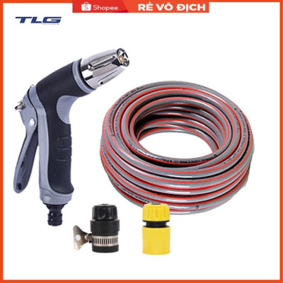 Bộ dây và vòi xịt tăng áp rửa xe tưới cây 3-5M 206817(cút nhựa nối đen 712-2)