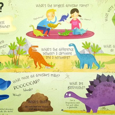 Sách tương tác tiếng Anh - Usborne Lift-the-flap Questions and Answers about Dinosaurs