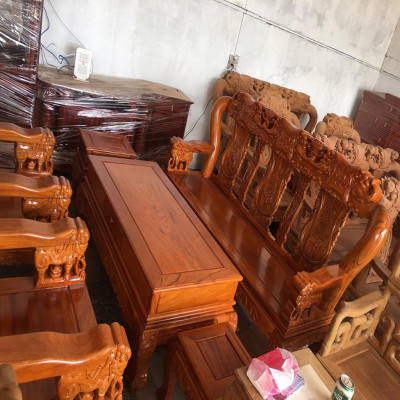 Bộ bàn ghế Minh Quốc Voi gỗ Gõ Đỏ