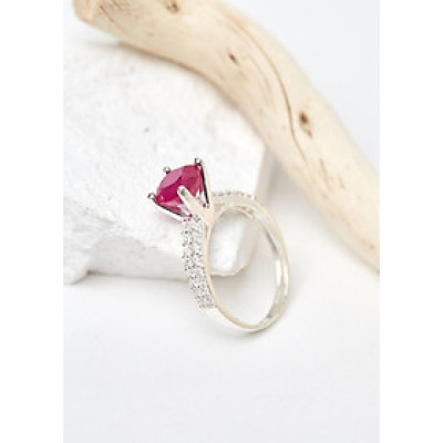 Nhẫn bạc đá ruby ni 17 mệnh hỏa, thổ - Ngọc Quý Gemstones