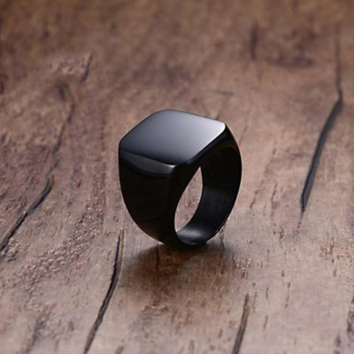 Nhẫn nam titan thời trang mặt trơn vuông to inox cao cấp thép không gỉ trangsucpt màu mạ đen PTNNA25