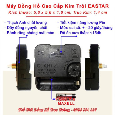 Máy Đồng Hồ KIM TRÔI CAO CẤP EASTAR – Kim DẠ QUANG (*) - Bảo Hành 1 Năm – Tặng Pin Maxell