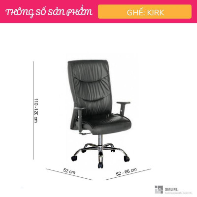 Ghế xoay văn phòng lưng cao bọc da SMLIFE Kirk