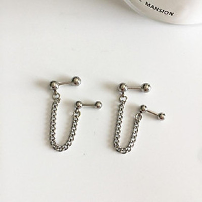 Khuyên tai bông tai nam nữ xích hai đầu đinh độc lạ (1 chiếc)