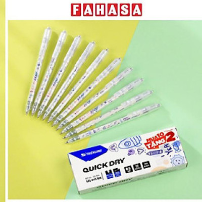 Hộp 12 Bút Gel Quick Dry 0.5 mm - Thiên Long GEL-045/KM - Mực Đen