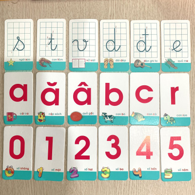 Bộ 42 Thẻ Học Nhận Biết Chữ Cái Và Số Đếm Cho Bé 