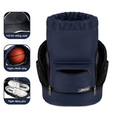 Balo dây rút thể thao xanh đen Xbags Wisdom Xb 6005, Chất liệu chống thấm nước hiệu quả, Chống tia UV