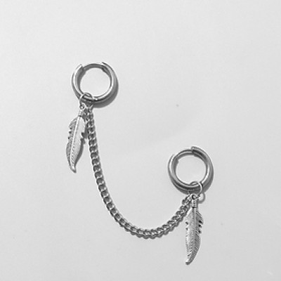 Bông tai hai chỗ đeo mix lông vũ sành điệu