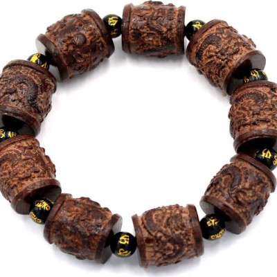 Vòng tay chuỗi hạt trụ rồng gỗ đàn hương TRNCS10