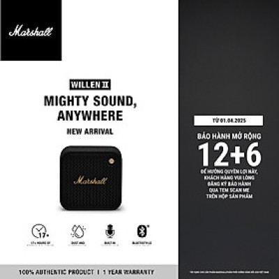 [NEW ARRIVAL] Loa Bluetooth Marshall Willen II Portable - Hàng chính hãng