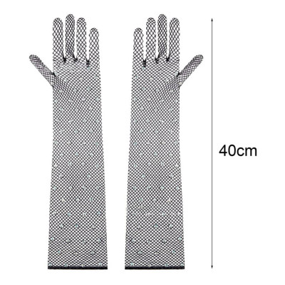 Găng tay sang chảnh màu đen dạng lưới đính đá lấp lánh cho Cô dâu và Dạ hội, đi tiệc, sự kiện, lễ hội MS: 42951