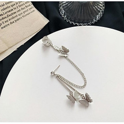 Bông tai chữ U thả cánh bướm kẹp vành