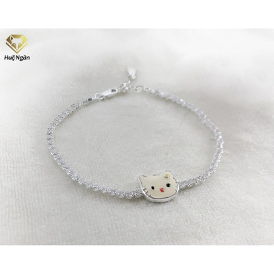 Lắc tay bạc 925 Huệ Ngân - Mèo Con Đáng Yêu X4
