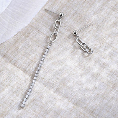 Bông tai xích mắt đại thả đuôi đá  1 đôi bất đối