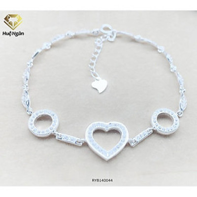 Lắc tay bạc 925 Huệ Ngân - Trái tim yêu Heart and Circle RYB140044