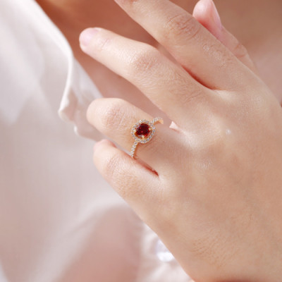 Nhẫn bạc đẹp cho nữ đính đá Cz đỏ cao cấp tphcm Gix Jewel N14