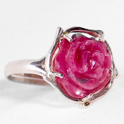 Nhẫn Bạc Đính Đá Hoa Mẫu Đơn Ruby Ngọc Quý Gemstones