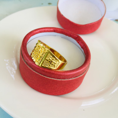 Combo Nhẫn nam Phong Thủy kèm Hộp đựng lót Nỉ, Khắc Chữ CÁT TƯỜNG, Chữ PHÁT, Chữ LỘC, Hợp Kim không rỉ, mạ vàng 18K, Size Nhẫn 18, Phù Hợp Nam Từ 55 – 80kg