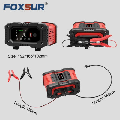 Sạc bình ắc quy FOXSUR 20A 12V/24V (6Ah - 300Ah) sạc bình ô tô xe máy xe tải pin sắt LiFePO4