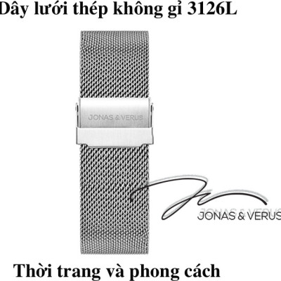 Đồng hồ đeo tay Nam hiệu JONAS & VERUS Y01563-A0.WWBBW, Máy Cơ (Automatic), Kính mo tráng sapphire, Dây Lưới thép không gỉ 316L