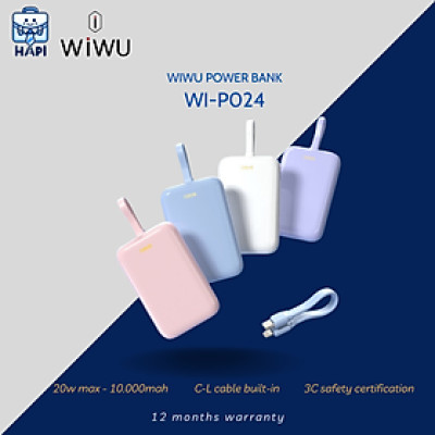Sạc dự phòng hàng chính hãng WiWU 10.000mAh 22.5W Wi-P024: Tích hợp cáp, khả năng hít mặt lưng độc đáo