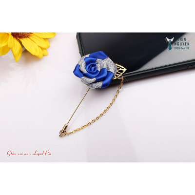 Ghim cài áo chú rể - ghim hoa vải đủ màu, tặng kèm hộp