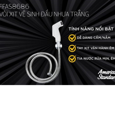 Vòi xịt vệ sinh  American Standard - FFAS8686 (đầu nhựa lõi đồng, dây xịt mạ crom )