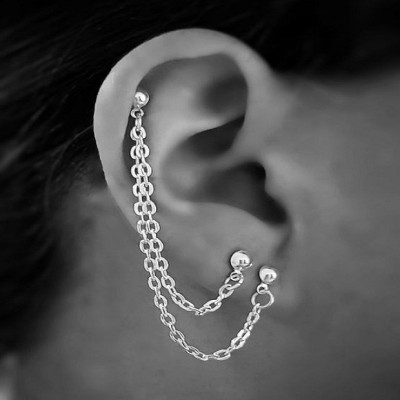 Bông tai xích gấp parabol nhiều điểm đeo thời thượng lạ mắt