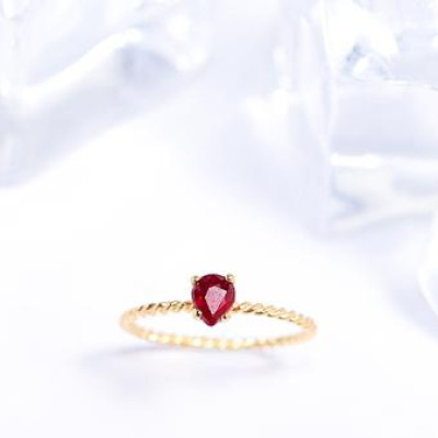 Nhẫn bạc cho nữ đai xoắn đá đỏ đẹp Gix Jewel N15