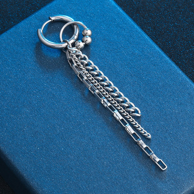 Bông tai mix ba kiểu mắt xích phối khuyên bi tròn style idol