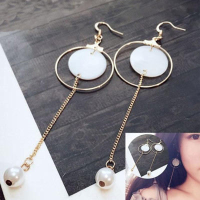 Khuyên tai dáng dài hình tròn đính hạt BT105