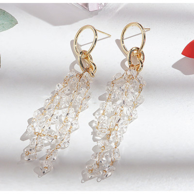 Bông tai pha lê dài sang trọng dự tiệc