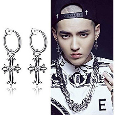 Khuyên tai nam mix chữ thập cách điệu 1 chiếc KTV03