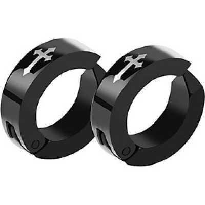 Bông tai titan kẹp vành dày khắc hoạ tiết CT 1 đôi